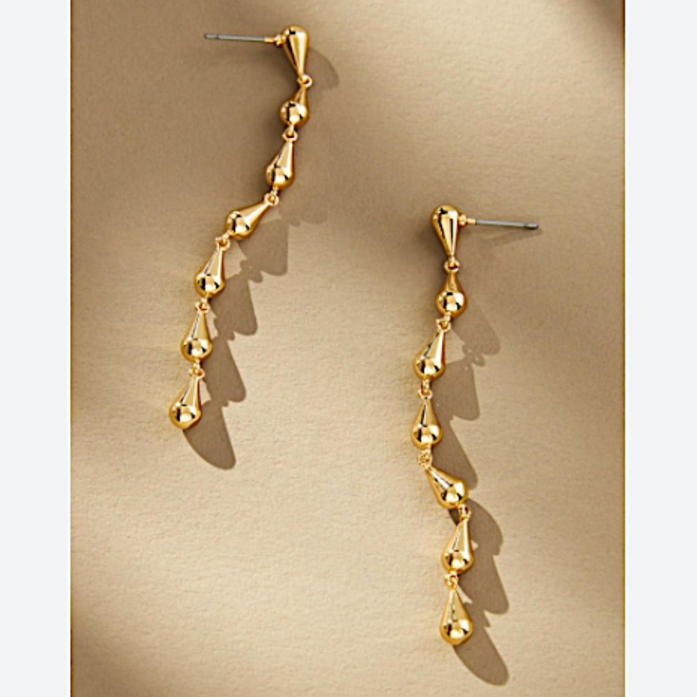NEW ~ Anthropologie Tiny Gold Teardrop Drop Earrings